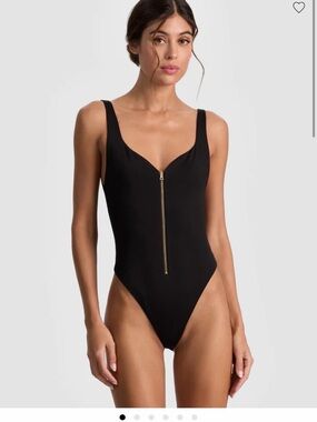 Alice + Olivia Black zip up front bodysuit